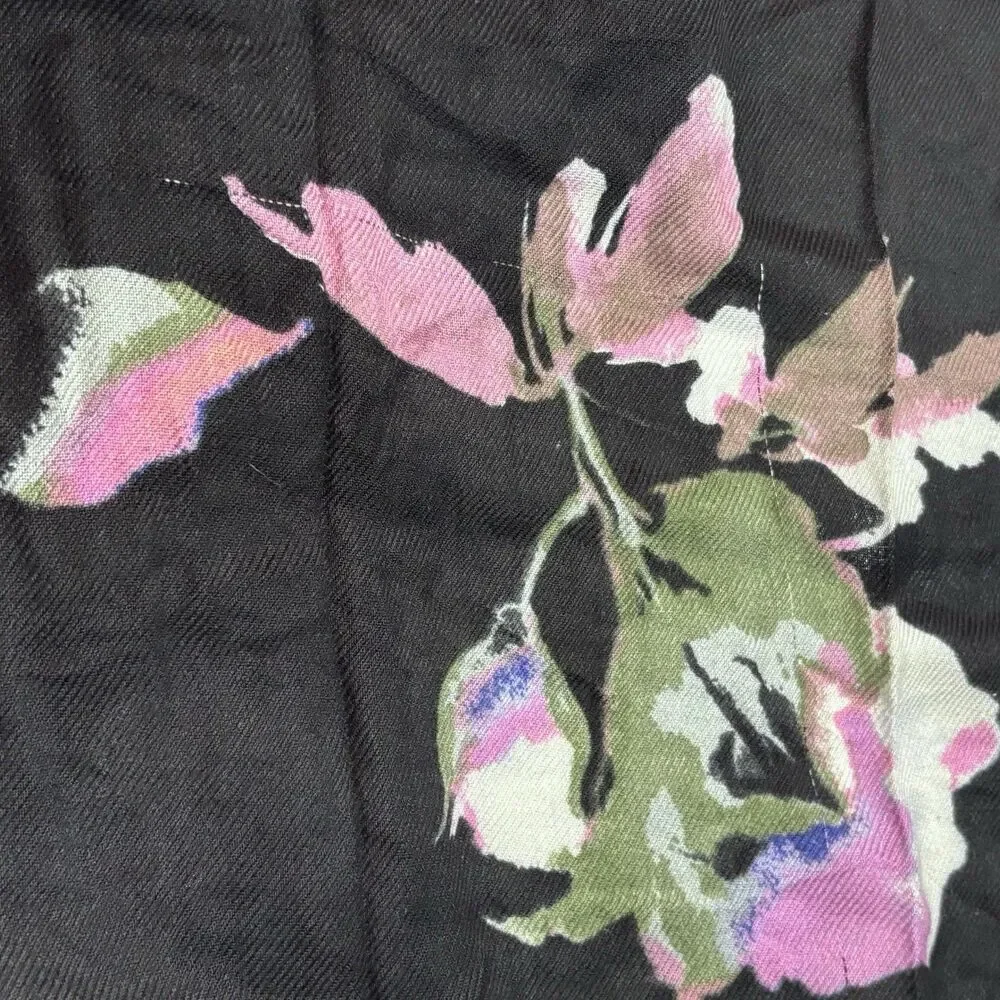 Liz Claiborne Women’s Rayon Floral Neck Scarf Blue Pink Black Head Blanket OSFM